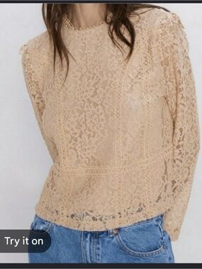 ZARA lace long sleeve blouse size xl